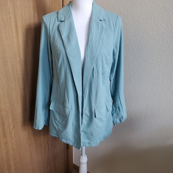 🍍Aqua Linen Blazer - Picture 4 of 9